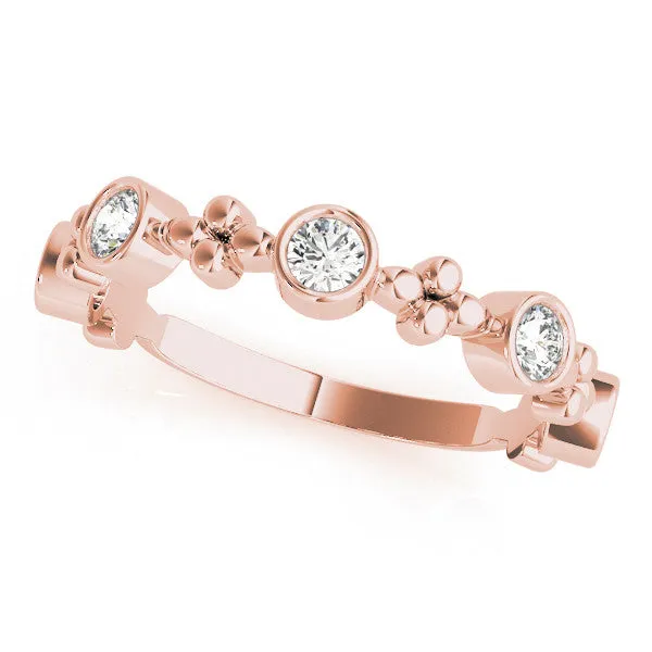 Bezel Set Round Diamond Floral Eternity Band Rose gold
