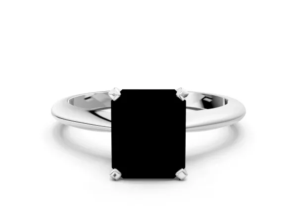 Fancy Yellow Radiant Cut Diamond Solitaire Engagement Ring with Classic Band and Four-Prong Setting Silver