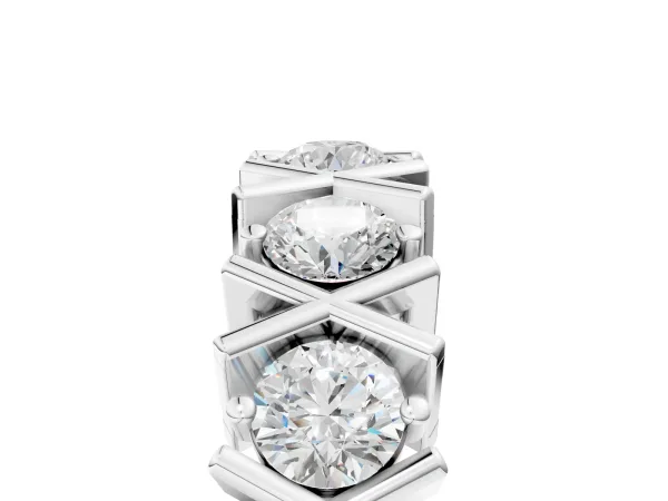 Round Diamond Channel Set Band with X-Prong Detail White gold