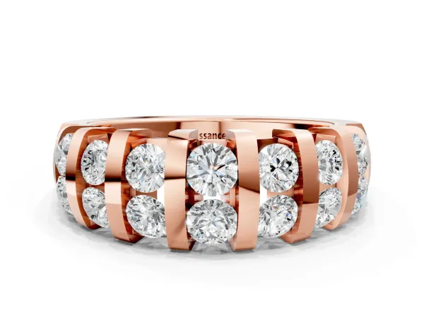 Channel-Set Round Diamond Multi-Row Band Rose gold