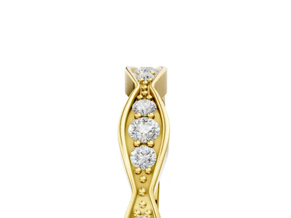 Round Diamond Scalloped Pavé Eternity Band Yellow gold