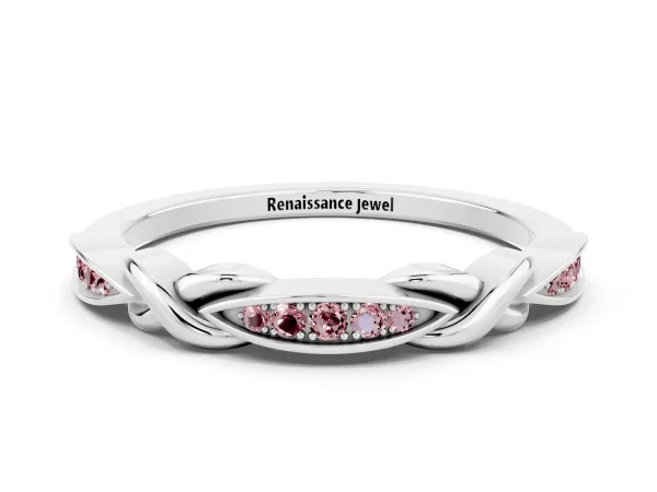 Twisted Marquise Morganite Pavé Band with Shared Prong Setting Platinum