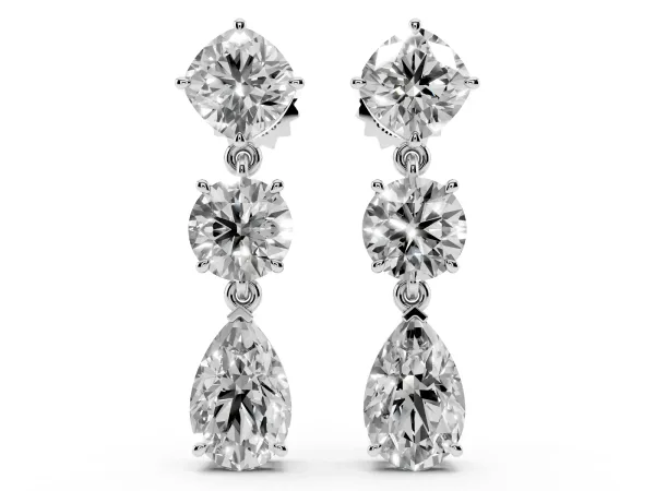 Multi-Shape Diamond Drop Earring Platinum