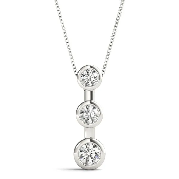 Bezel Set Round Diamond Trio Pendant Silver