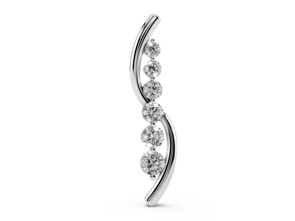 Round Diamond Prong-Set Curved Pendant White gold