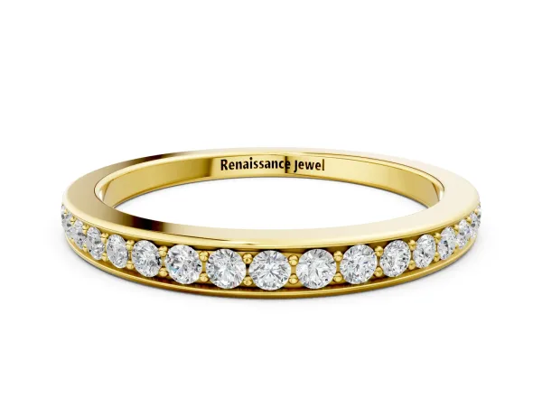 Pavé Round Diamond Eternity Band with Channel Setting Yellow gold