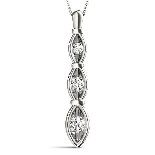 Marquise Diamond Bar Pendant with Bezel Setting Silver
