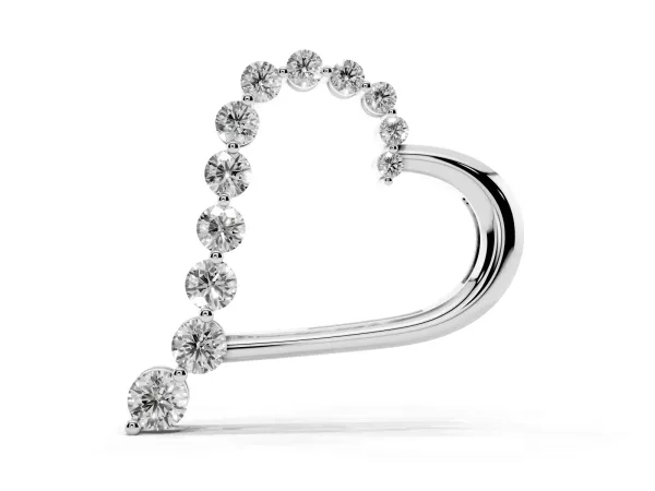 Round Diamond Prong-Set Heart Pendant White gold
