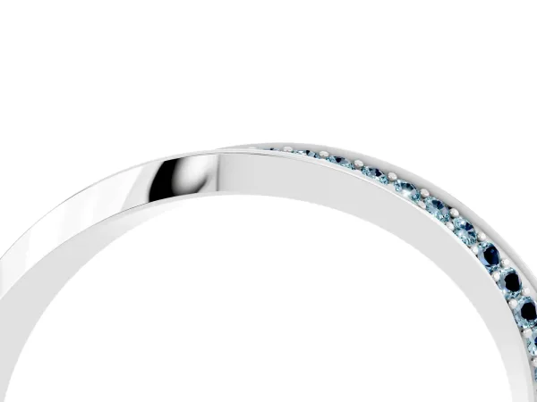 Pavé Round Aquamarine Twist Band White gold