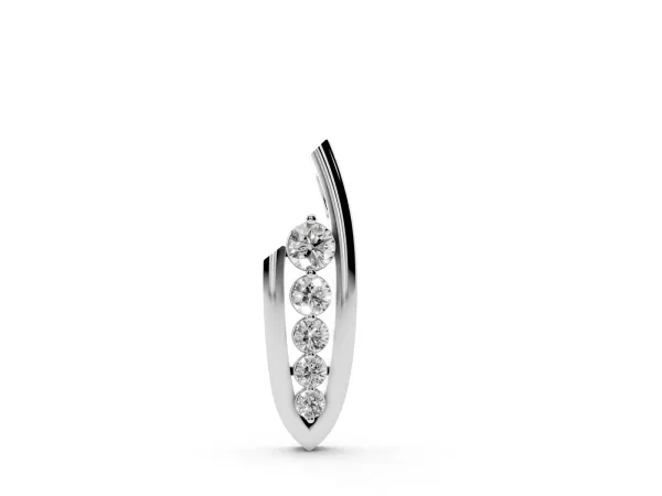 Channel Set Round Diamond Pendant with Bar Prong Setting White gold