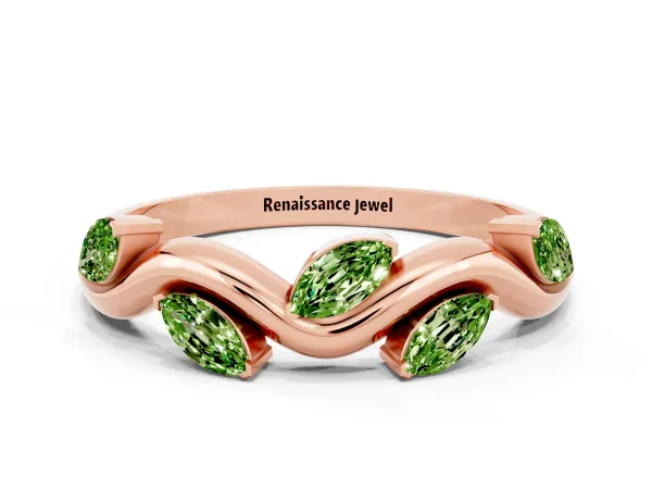 Marquise Peridot Twisted Band with Prong Setting Rose gold