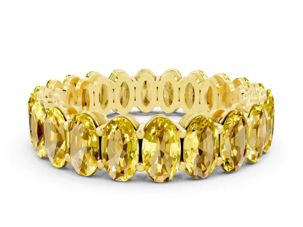 Oval Cut Yellow Sapphire Eternity Band with Shared Prong Setting Yellow gold