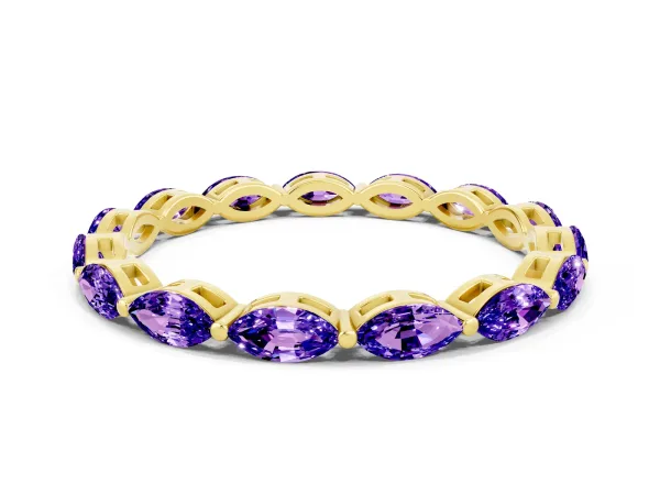 Marquise Tanzanite Eternity Band with U-Prong Setting Yellow gold