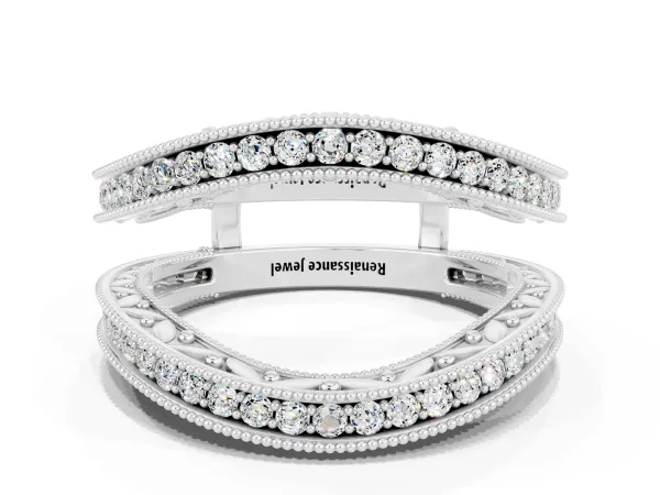 Round Moissanite Milgrain Eternity Band with Channel Setting Platinum