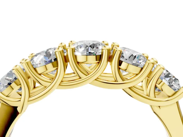 Five-Stone Round Diamond Prong-Set White Gold Band Yellow gold