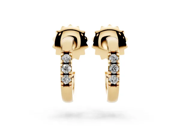 Round Diamond Petite Huggie Hoop Earrings Yellow gold