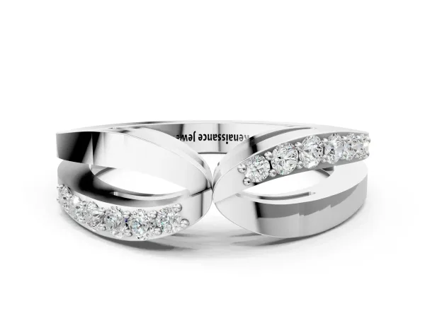 Twist Pave Round Diamond Infinity Band with Channel Setting White gold