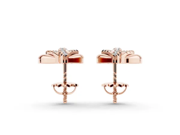 Round Diamond Olive Branch Stud Earrings Rose gold