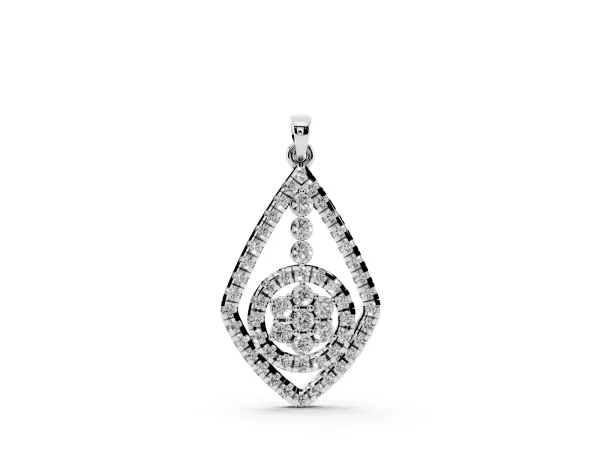Diamond Halo Pendant with Pavé Setting White gold