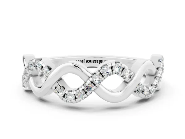 Twist Infinity Round Moissanite Band with Pavé Setting Platinum