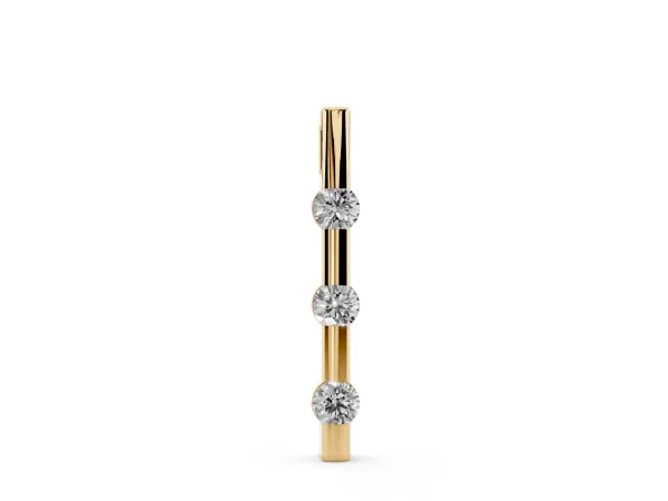 Three-Stone Round Diamond Bar Pendant with Channel Setting Yellow gold