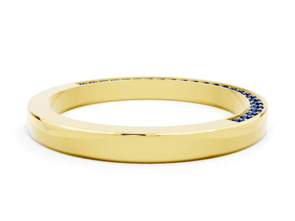 Pavé Round Blue Sapphire Channel Set Band Yellow gold