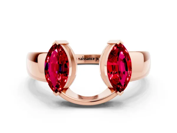 Marquise Ruby Open Band Ring with Tension Setting Rose gold