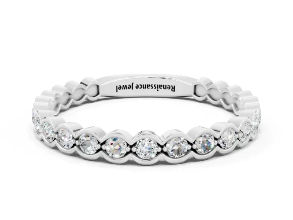 Round Moissanite Bezel Set Eternity Band Platinum