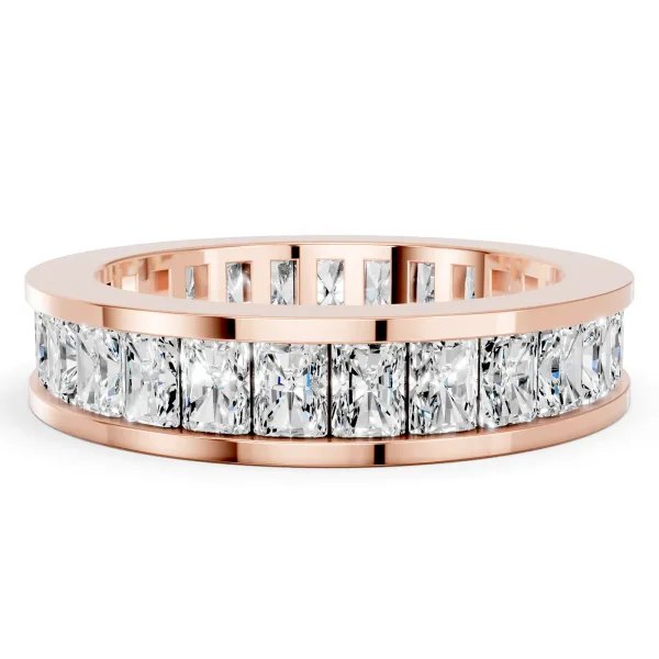 radiant Cut eternity band with channel set Rose gold