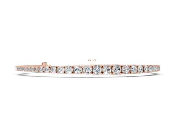 Round Diamond Tennis Bracelet with Four-Prong Setting on a White Gold Band Rose gold