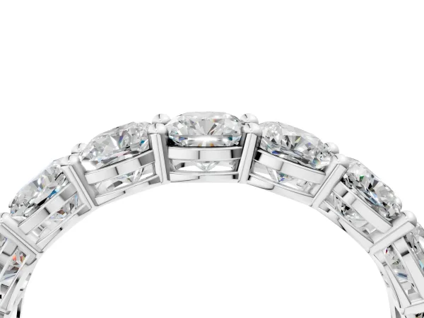 Cushion Cut Half Eternity Band with Shared Prong Setting White gold
