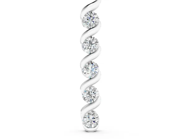 Round Diamond Spiral Prong Pendant White gold