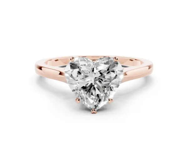 Heart Cut Solitaire Heart Prong Engagement Ring with Tapered Band Rose gold