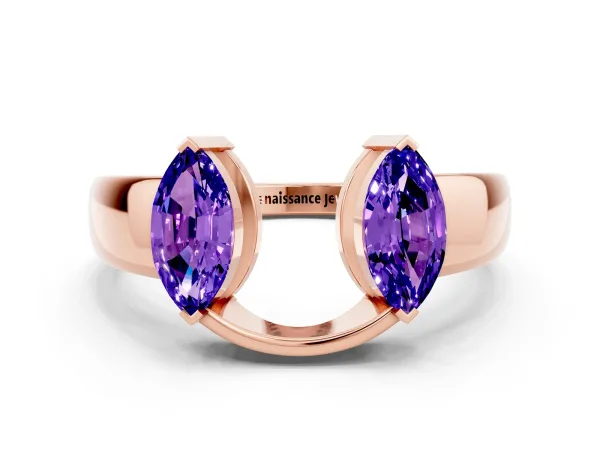 Marquise Tanzanite Open Band Ring with Tension Setting Rose gold