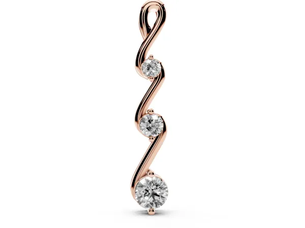 Three-Stone Round Brilliant Prong Set Pendant Rose gold