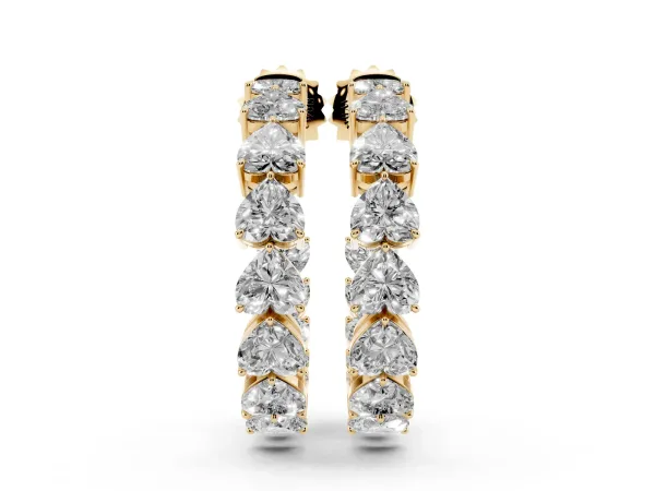 Heart Diamond Huggie Hoop Earrings Yellow gold