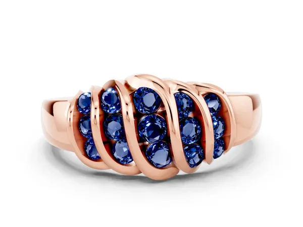 Round Blue Sapphire Multi-Row Crossover Band Rose gold
