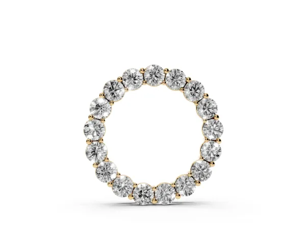 Round Diamond Prong-Set Circle Pendant Yellow gold