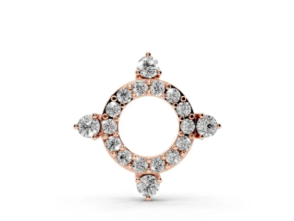Round Diamond Halo Pendant with Four-Prong Setting Rose gold