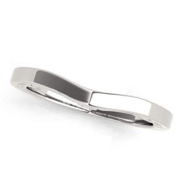 Curved Solitaire Round Bezel Contour Band White gold