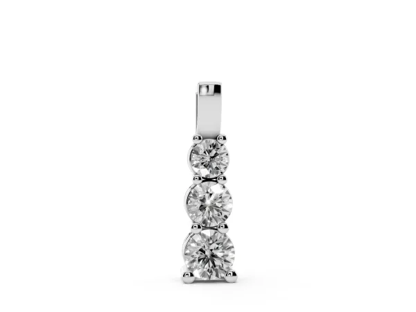 Round Diamond Vertical Prong Pendant White gold