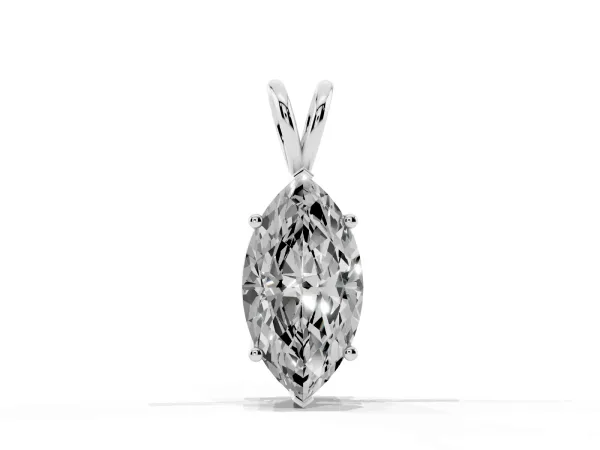 Marquise Diamond Solitaire Pendant with Prong Setting Silver