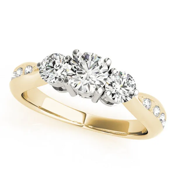 Three-Stone Heart Cut Diamond Channel Set Engagement Ring with Prong Setting Yellow gold