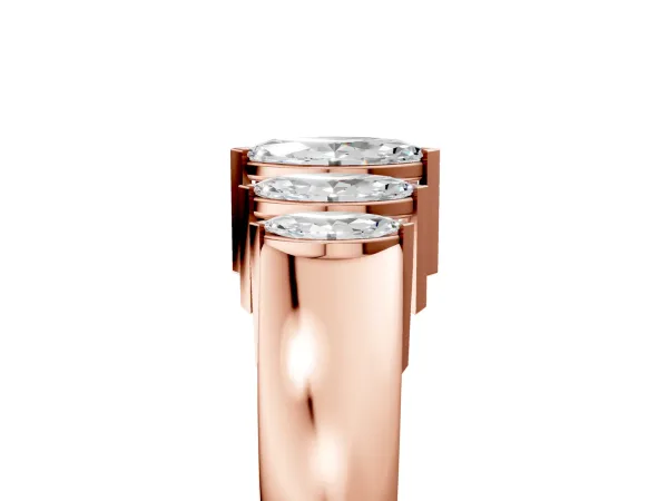 Five-Stone Marquise Diamond Bar Set White Gold Band Rose gold
