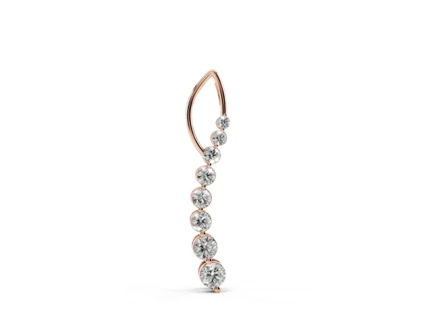 Round Diamond Channel Set Vertical Bar Pendant Rose gold