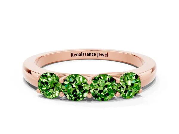 Four-Stone Round Peridot Prong-Set Band Rose gold
