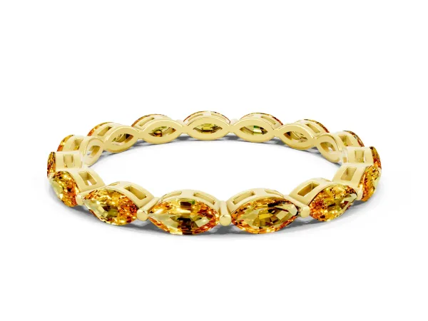 Marquise Citrine Eternity Band with U-Prong Setting Yellow gold