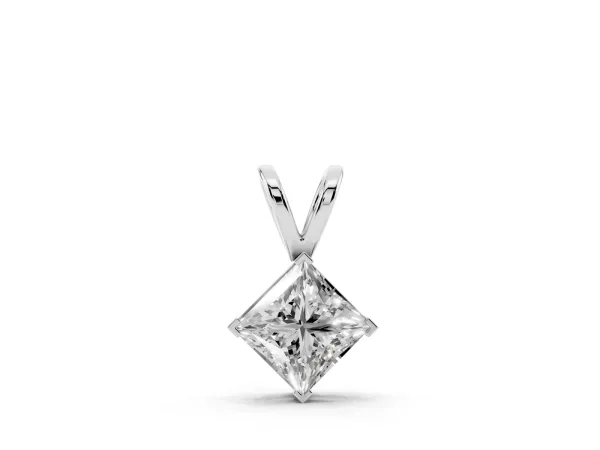 Princess Cut Bezel Set Pendant White gold
