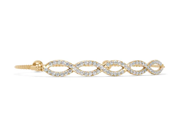 Pavé Marquise Infinity Chain Bracelet with Bezel Prong Setting Yellow gold