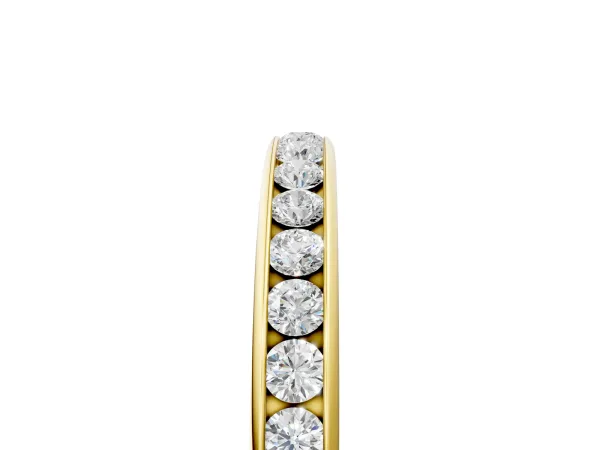 Round Diamond Channel Set Comfort Fit Band Yellow gold